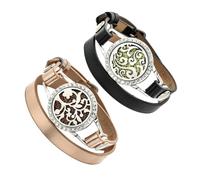 Outanaya Bracelet Cuir Creux 25 Mm Lot de 2 Diffuseur D’huiles Essentielles Motif Arbre de Vie, Acier Inoxydable, Bracelets D’amitié pour Femme, Accessoire Aromathérapie Couleur Aléatoire