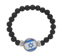 Outanaya Bracelet de Perles Drapeau D'israël Noir en Verre, Design Simple et Élégant, Polyvalent et Pratique, pour Hommes et Femmes, Accessoire Quotidien