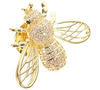 Outanaya Broche Abeille en Cuivre Zircone, Épingle Rétro Dorée Petite Taille, Accessoire Vestimentaire Femme pour Tenue D'été et Occasions Spéciales, Broche pour Vêtements Élégante