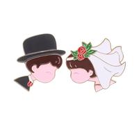 Outanaya Broche de Mariage pour Célébrations de Mariage Accessoire Festif Dessin Animé en Métal Lot de 2 Pièces Symbolisant L’union et L’amour pour Couple