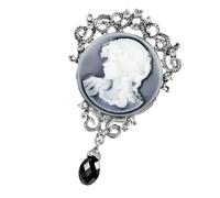 Outanaya Broche Vintage Portrait de Dame avec Cristal Épingle Rétro pour Écharpe Chapeau Cadeau Anniversaire et Collègues Accessoire Mode Chic et Léger