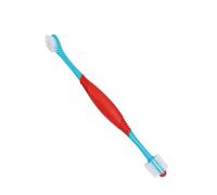 Outanaya Brosse à Dents en Plastique Bleu pour Chien et Chat Double Tête Souple 2pcs pour Soin Buccal et Massage des Gencives