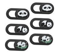 Outanaya Cache-Webcam en Abs Noir pour Coulissant et 6pcs Motifs Panda, Facile à Utiliser Anti-Regard Confidentialité pour Ordinateur Portable et PC de Bureau