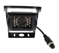 Outanaya Caméra de Recul pour Camion et Bus Étanche 18 LED Infrarouges, Connecteur Aviation 4 Broches, Vision Nocturne, Plastique Noir, Modèle Cmos 7070 Pal Ntsc