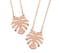 Outanaya Collier Femme Pendentif Feuille de Palmier Rose Doré 2 Pièces Chaîne Clavicule Bijoux D’Été pour Plage Vacances et Fêtes Entre Filles