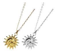 Outanaya Collier Pendentif Soleil et Lune Plaqué Or 18k Lot de 2, Collier Vintage pour Femmes, Acier Inoxydable Résistant la Corrosion, Bijoux pour Bureau, Fêtes et Voyages