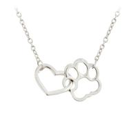 Outanaya Collier Saint-valentin Femme Cœur Empreinte de Patte pour Empreinte de Patre en Alliage Argenté Élégant et Unique, pour Mariages Anniversaires, Présent et