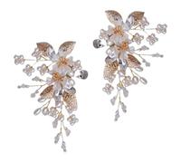 Outanaya Décorations de Chaussures de Mariage Élégantes en Alliage de Zinc Or Fleurs en Perles, Clips Amovibles Mariée en Journée ou Cérémonie
