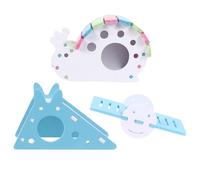 Outanaya Ensemble de 3 Jouets pour Petits Animaux Comprenant Balançoire, Bascule et Cabane en PVC pour Hamsters, pour Maintenir L'agilité et Offrir Un Refuge Ludique
