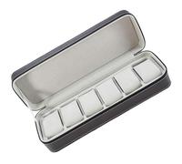 Outanaya Étui de Montre en Cuir Noir à 6 Emplacements Fermeture Éclair, Boîte à Bijoux de Voyage Portable, Organisateur de Montre Compact pour Rangement et Transport Sécurisé