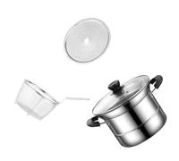 Outanaya Friteuse Multifonction Facile à Utiliser en Acier Inoxydable avec Panier et Couvercle en Verre Trempé, Poignée Ergonomique pour Cuisson Vapeur et Friture