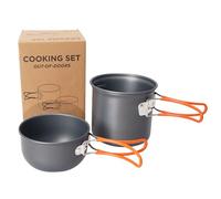 Outanaya Kit de Cuisson Portable pour Camping et Pique-niques, Casserole Antiadhésive en Aluminium Léger Poignée Pliable, Mini Bol Multifonction 3 Pièces, Équipement Outdoor Solide