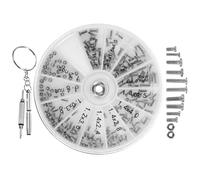 Outanaya Kit de Réparation de Lunettes 120 Vis de Précision, 12 Types pour Montures sans Contour, Incluant Tournevis Multifonction, pour Lunettes de Soleil et Optiques, Usage Domestique