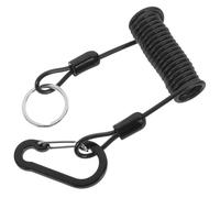 Outanaya Lanière de Pêche Rétractable 1,2 M Noire en Acier Inoxydable, Corde de Sécurité Extensible pour Kayak et Accessoires de Pêche, Cordon à Ressort Portable Antiperte pour Activités