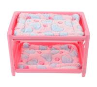 Outanaya Lit Double Couche Multifonction pour Petits Animaux, 5 Pièces Matelas et Couvertures Doux, Peluche et Plastique, Cachette Confortable pour Hamster, Lapin, Couleur Aléatoire
