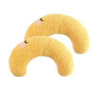 Outanaya Lot de 2 Coussins pour Chats en Flanelle Jaune, Oreillers de U pour Soutien Cervical et Surface de Couchage Confortable pour Animaux de Compagnie