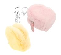 Outanaya Lot de 2 Mini Porte-Monnaie en Peluche Douce pour Femmes, Porte-clés Paquet à Dos, Couleurs Rose et Jaune, Compact pour Pièces, Clés et Écouteurs, Paquet à Main Kawaii Garçon