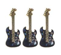 Outanaya Lot de 3 Broches Guitare Électrique en Émail et Cristaux Design Unisexe Taille Compacte Badges Musicaux pour Chemise Veste et Sac à Dos - Accessoires Décoratifs