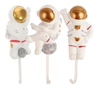 Outanaya Lot de 3 Crochets Muraux Auto-adhésifs sans Perçage Forme Astronaute, Organisateur Mural pour Vêtements et Accessoires, Fixation Adhésive Forte, Décorations Originales pour Salle
