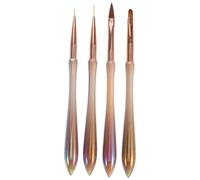 Outanaya Lot de 4 Set de Set de Stylos à Ongles Colorés Pointes Multiples en Métal et Polyester pour Nail Art Précis à Domicile Déplacement, Design Polyvalent pour Artistes Professionnels