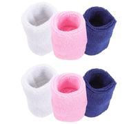 Outanaya Lot de 6 Bracelets de Poignet en Éponge Anti-Transpiration pour Garçon et Filles, Mix de Couleurs Blanc, Rose et Bleu Marine, Bandeaux Sportifs Élastiques Multifonctions