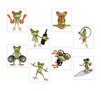 Outanaya Lot de 8 Autocollants Grenouilles Créatifs pour Voiture et Fenêtre, Stickers Muraux Décoratifs Auto-adhésifs, Motifs Variés, Résistants et Faciles à Appliquer, Style Aléatoire