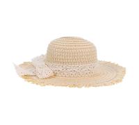 Outanaya Mini Chapeau de Paille Beige avec Ruban en Dentelle Accessoire de Chapeau Miniature pour Poupées Décoration Artisanale pour Fête de Carnaval et Scènes Créatives
