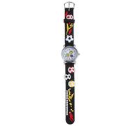 Outanaya Montre Garçon Fille Analogique avec Bracelet Plastique Noir Motif Football et Stylée pour Garçons et Filles Montre Éducative Résistante Au Quotidien