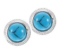 Outanaya Paired de Boucles d'Oreilles pour Femme en Argenté Pierre Turquoise Bleue 8 MM Petites Puces d'Oreilles Élégantes Bijoux Adaptés Usage Quotidien et Occasions Spéciales