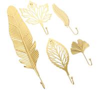 Outanaya Patères Murales Décoratives Gain de Place Assuré Lot de 5 Doré Forme Plume et Feuille D'érable, Crochets Porte-manteaux Élégants pour Cuisine pour Salon
