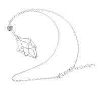 Outanaya Pendentif Porte-cristal en Métal Cage Filet S Blanc Platine, Cordon Ajustable pour Collier, Accessoire Bijouterie Diy, Collier Pendentif Cristal, Corde Porte-pierre Naturelle,