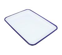 Outanaya Plateau de Service Rectangulaire Émaillé 28x39cm Blanc pour Buffet et Présentation de Hors-d'œuvre, Surface Résistante aux Rayures, Facile à Entretenir