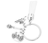Outanaya Porte-clés Design Compact et Confort en Alliage de Zinc Argenté Microphone Musical Breloque de Paquet Unique pour Décoration de Clés ou Paquet