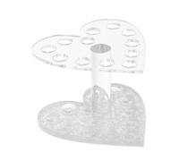 Outanaya Porte Pinceau Forme de Cœur pour Nail Art Support Transparent Cristal avec Base Argentée Outil Pratique pour Manucure et Décoration de Gel UV Évite Désordre Bureau