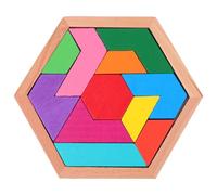Outanaya Puzzle Bois Hexagonal Éducatif pour Garçon Fille Tangram DIY Développement Créatif Apprentissage des Formes et Couleurs Activité Manuelle Stem