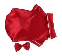 Outanaya Pyjama en Satin Rouge pour Chiot 3-3,5kg avec Chemise à Deux Pattes et Bandeau Noeud, Tenue de Nuit Douce en Soie pour Promenades et Fêtes