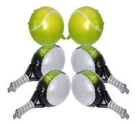 Outanaya Set de Ballons en Aluminium Forme Balle de Tennis et Raquette, Décoration Polyvalente Trous Pré-percés pour Fêtes et Célébrations, 6 Pièces