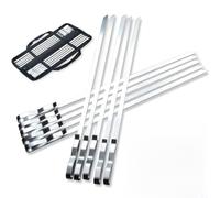 Outanaya Set de Brochettes à Griller Sûres pour Aliments Lot de 10 en Acier Inoxydable Plat 42cm Curseur Intégré pour Barbecue Entre Amis