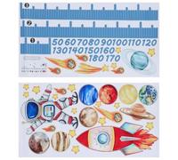 Outanaya Stickers Muraux Autocollants Astronaute pour Chambre D'garçon et Filles, Tableau de Croissance en Pvc Résistant, Décoration Murale Créative et Amusante pour Maternelle