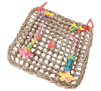 Outanaya Suspendu pour Perroquets en Herbe de Mer Tressée, à Mâcher Créatif et Décoratif pour Oiseaux en Cage, Offre Un Espace Surélevé et Accessoires Aléatoires