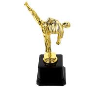 Outanaya Trophée de Compétition Taekwondo en Plastique Doré Statuette Mouvement Martial, Socle Large pour Plaque Personnalisée, Décoration de Récompense pour Garçon et Filles et Tournois