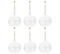 Outanaya Vase en Verre Suspendu Boule 6 Cm 6 Pièces pour Décoration Intérieure Et Extérieure Support Plantes à Fleurs Chandeliers Suspendus pour Ambiance Romantique