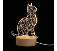 Outanaya Veilleuse de Chevet LED 3d de Chat, Lampe Décorative Compacte Blanche, Lumière Douce sans Éblouissement, Alimentation Usb, Veilleuse Domestique pour Chambre D’garçon et Filles