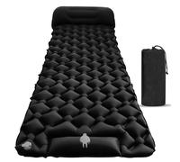 Outbee Matelas Gonflable Simple pour Le Camping - Matelas Auto-Gonflant avec Pompe À Pied Intégrée Et Oreiller De Voyage | Matelas De Sol pour La Randonnée Et Le Trekking - Noir