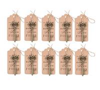 Outbit Lot de 10 décapsuleurs vintage avec étiquette pour cadeaux d'invités, anniversaires, mariages, fêtes, cadeaux d'invités