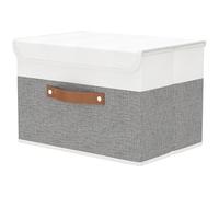 OUTBROS Boîte de Rangement, 45 x 30 x 30 cm Caisse Pliable avec Couvercles et Poignées, Vêtement Cube, Magazine pour, Chambre à Coucher (1 pièces, Gris/Blanche)