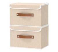 OUTBROS Lot de 2 Boites de Rangement avec Couvercle, 38x25x25cm, Beige