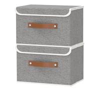 OUTBROS Lot de 2 Boites de Rangement avec Couvercle, 38x25x25cm, Gris