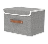 OUTBROS Paniers de Rangement, 45 x 30 x 30 cm Boîte Pliables avec Couvercles et Poignées, Caisse Range pour Vêtement, Magazine pour, Chambre à Coucher (1 pièces, Gris)