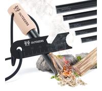 Outdeers Pierre à feu avec bois d'allumage et poignée en amadou - Allume-feu avec jusqu'à 12 000 allumages - Pierre à feu pour faire du feu - Puissant vol d'étincelles - Survie en plein air Bushcraft